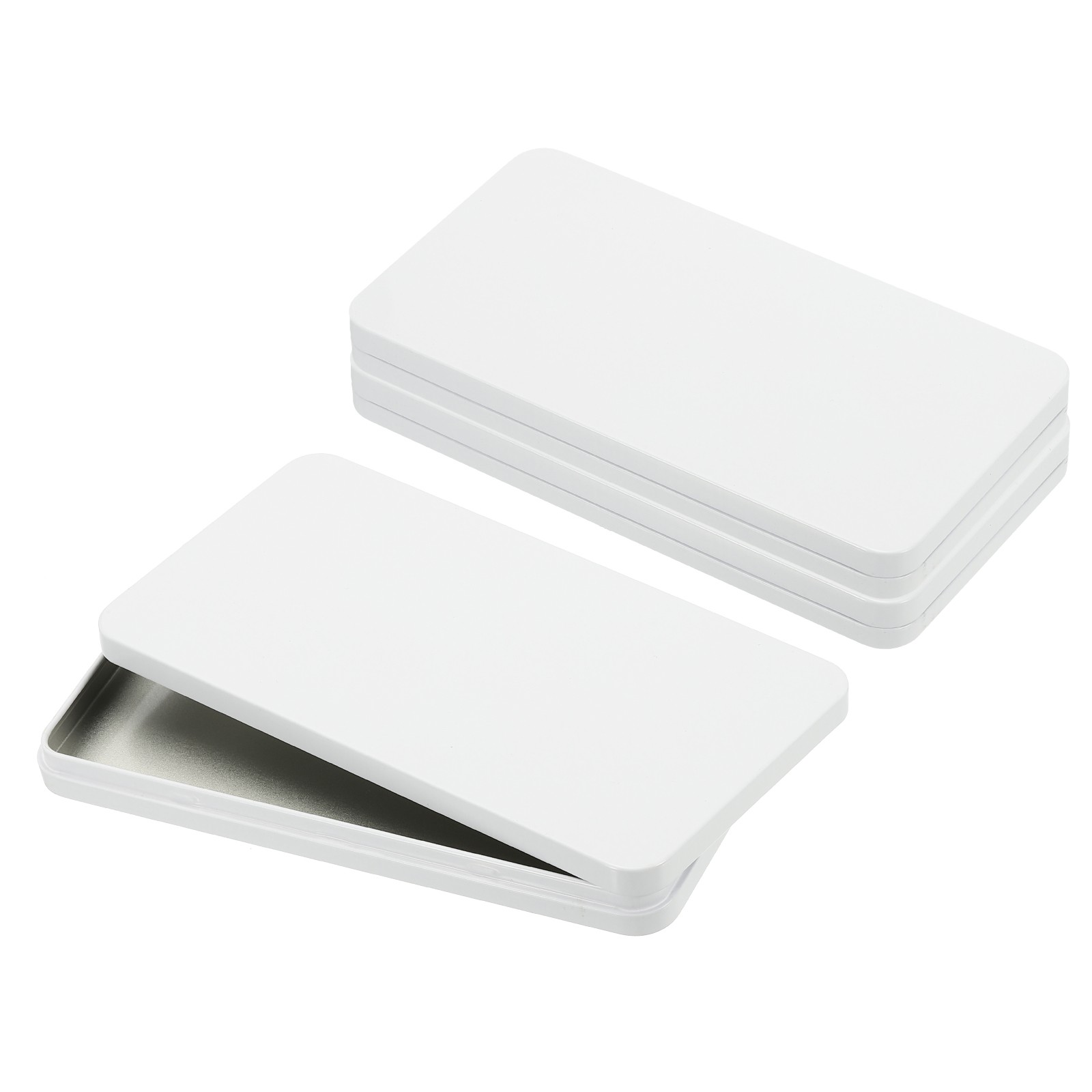 Small Cash Box, 3 Pcs Money Holder Metal Tin Box Cash Tray Organizer, White