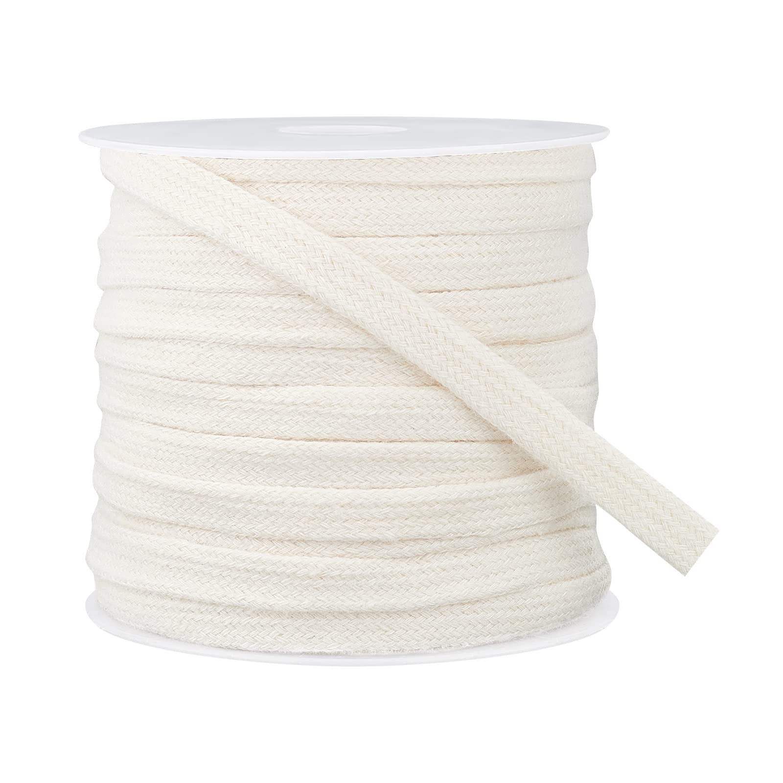 Beige Flat Cotton Cords 27 Yards Double Layer Hollow Rope for Garment Trim