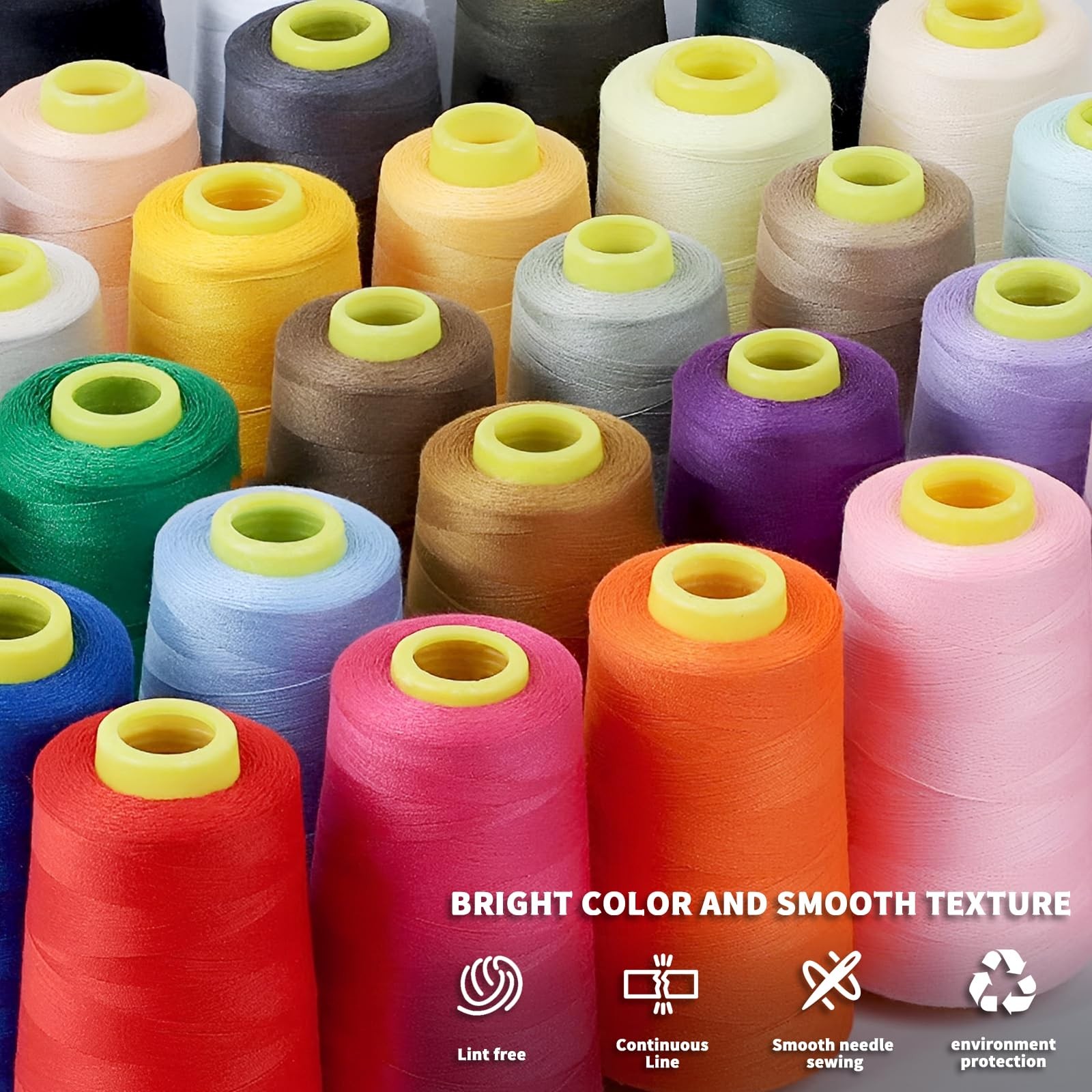 All-Purpose Polyester Sewing Thread - 4-Pack 12000 Yards Total - White Thread...