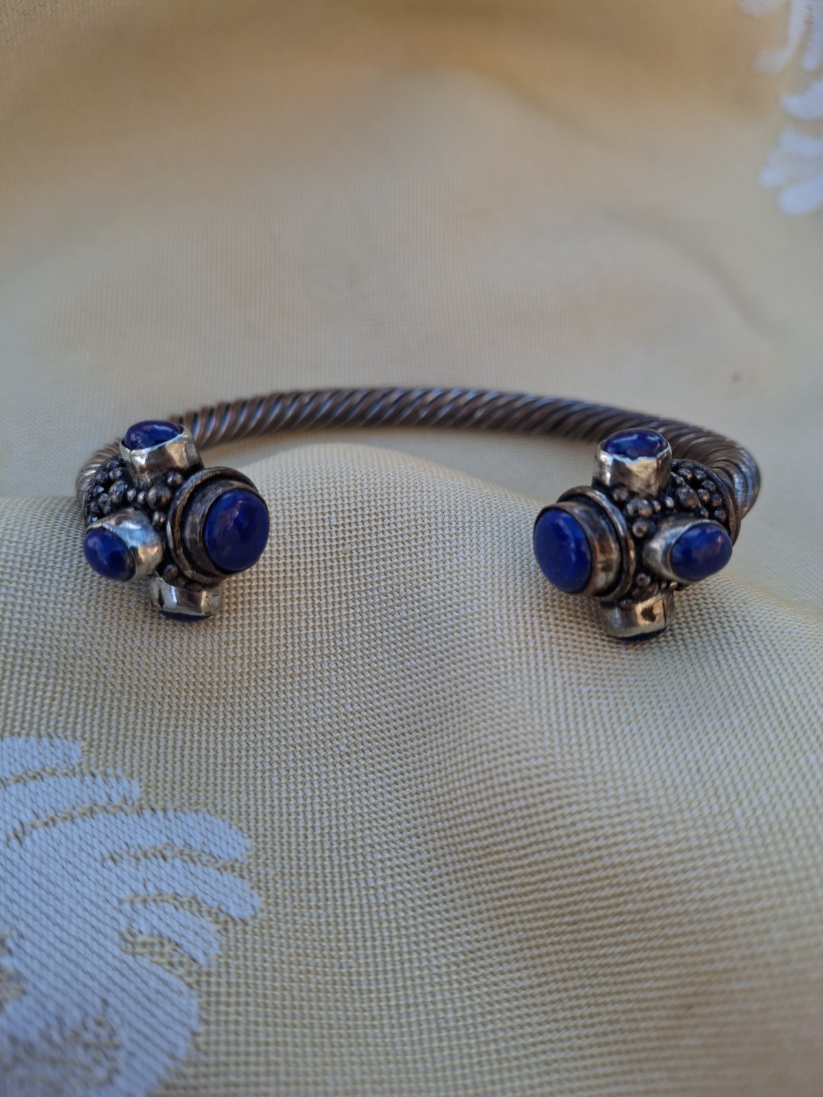 Handmade Nepalese Copper & Lapis Flex Bracelet
