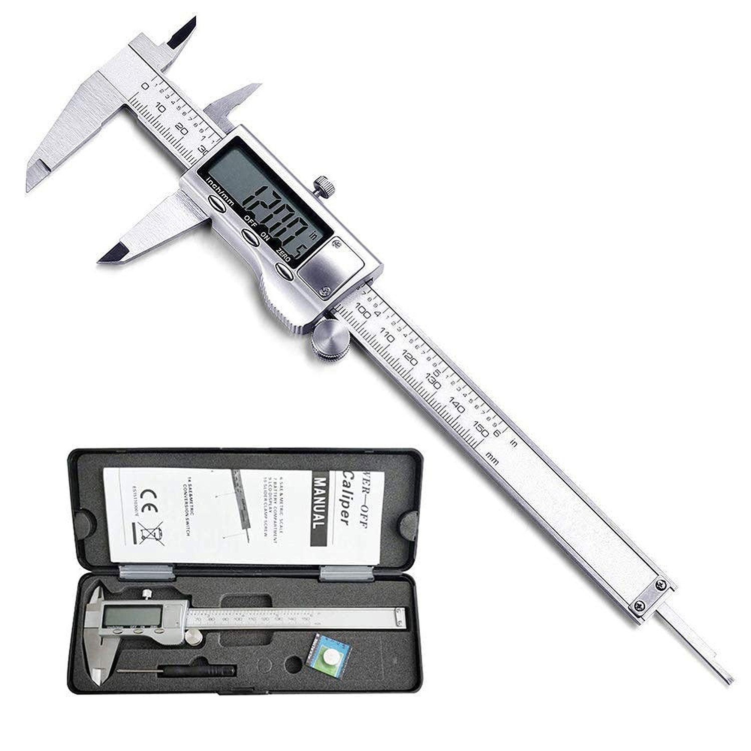 Digital Caliper, Caliper Measuring Tool with Stainless Steel, Electronic Micr...
