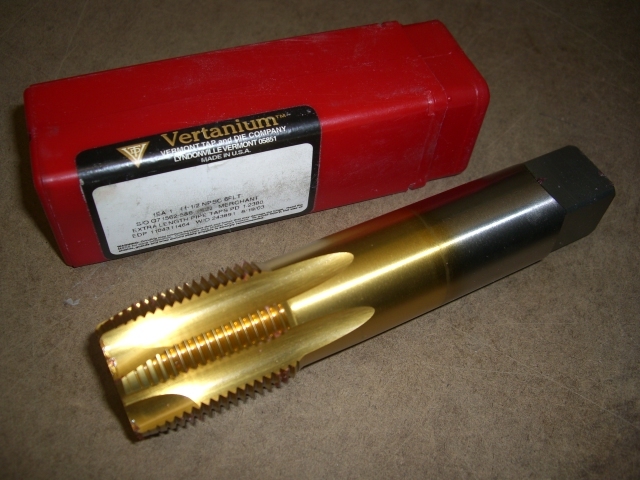1 pcs VERMONT 1-11 1/2 TiN Coated 6 Flute NPSC Extra Length Straight Pipe Tap US
