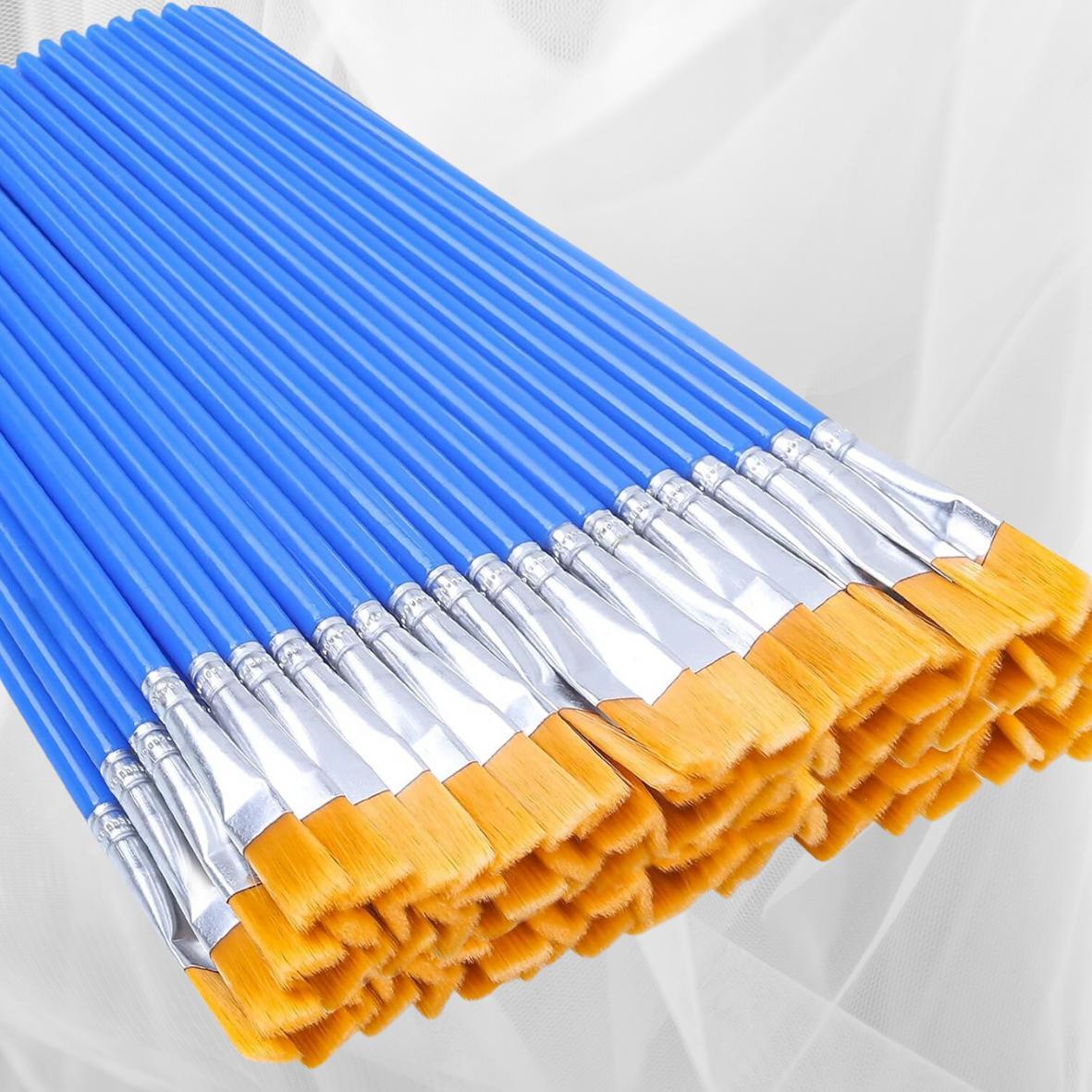 50 Pcs Flat Paint Brushes for Touch Up, Small Paint Brushes for Classroom Craft