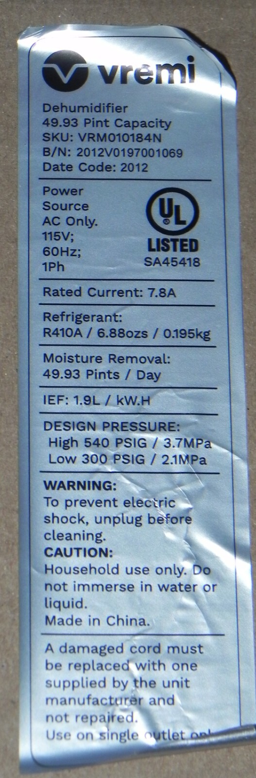 VREMI Dehumidifier Parts: Fan Blade/cage