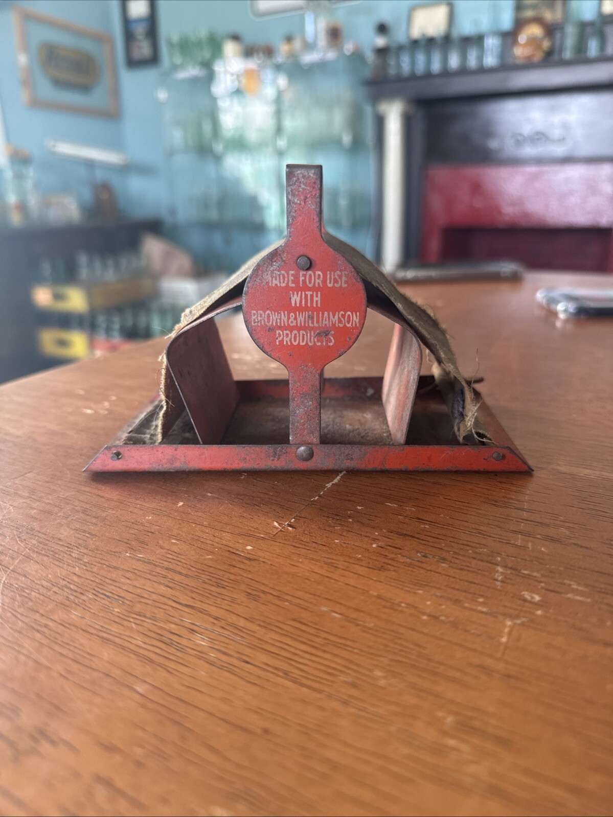 Brown and Williamson Tobacco Corp Cigarette Roller Rolling Machine Vtg Orange
