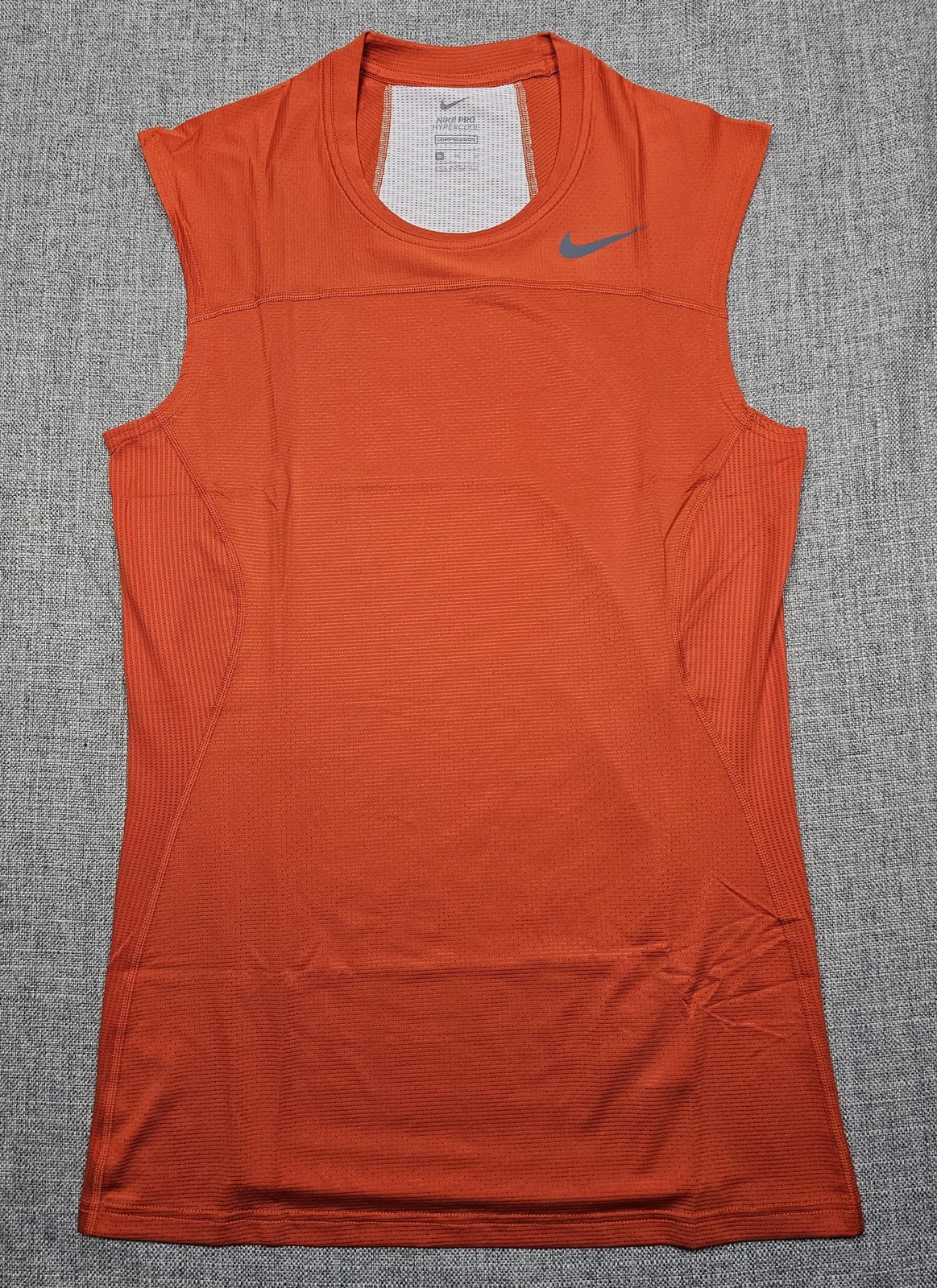 Nike Pro Hypercool Shirt Mens XL Orange Compression Sleeveless Training Top