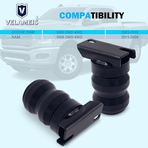 Rear Rubber Helper Suspension Spring Kits Compatible with 2003-2024 Ram 3500