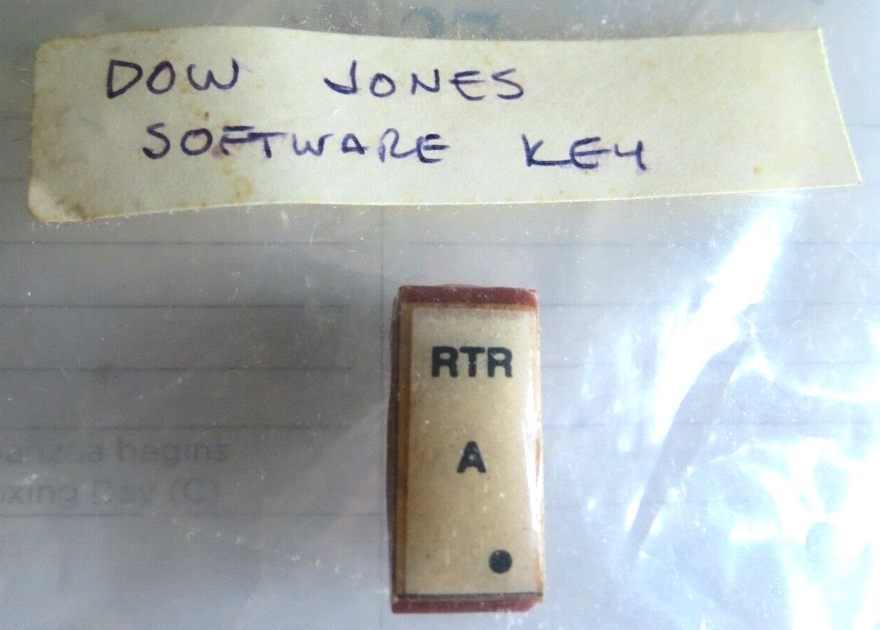 Vintage Dow Jones Software Key for Early Apple  Computers