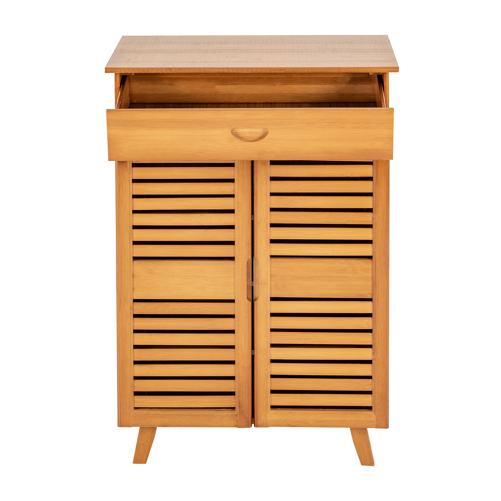 4-Tiers Bamboo Shoe Cabinet Entryway Hallway Rectangular Shoe Storage Cabinet