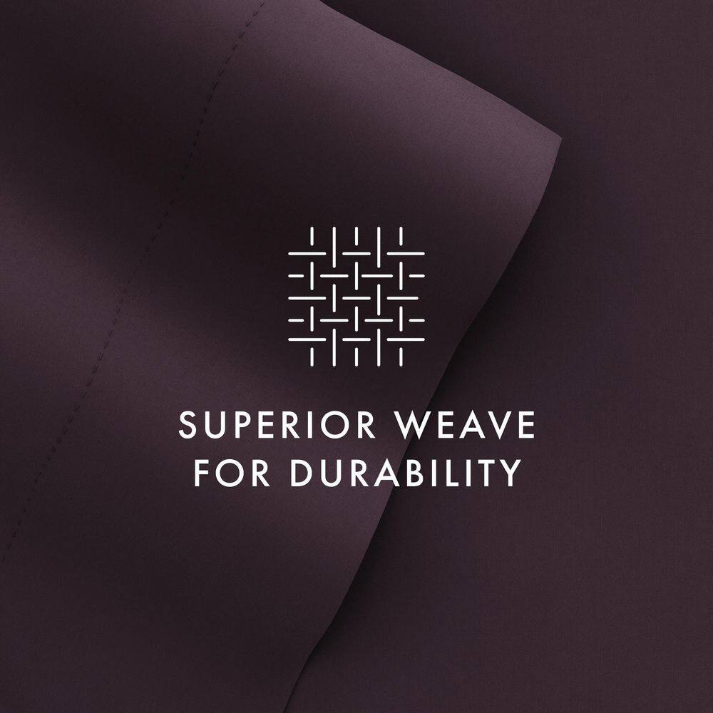 6-Piece Purple Solid Microfiber California King Sheet Set