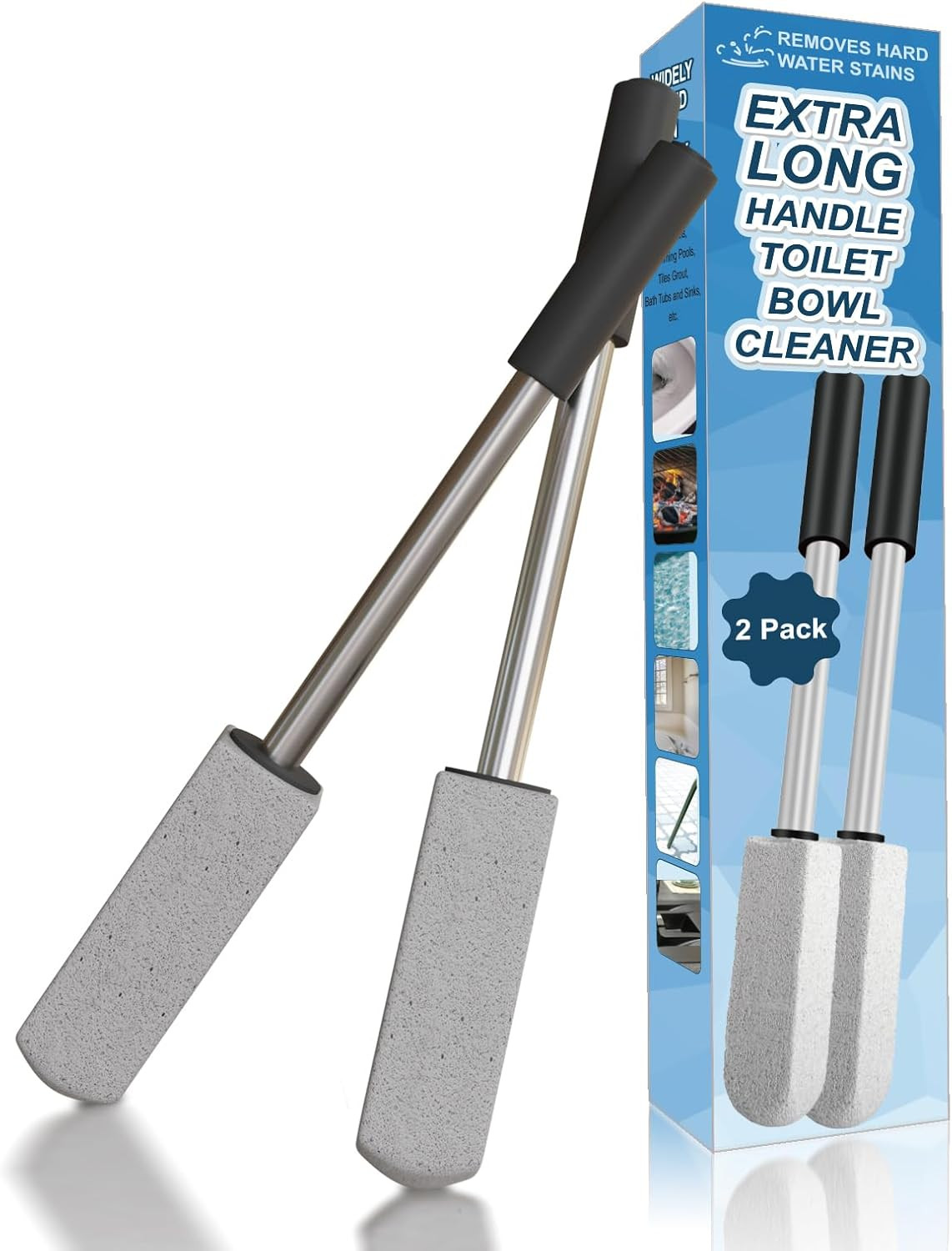 2 Pack Pumice Toilet Cleaner,16.14In Long Handle Toilet Scrubber | 2-Pack Natura