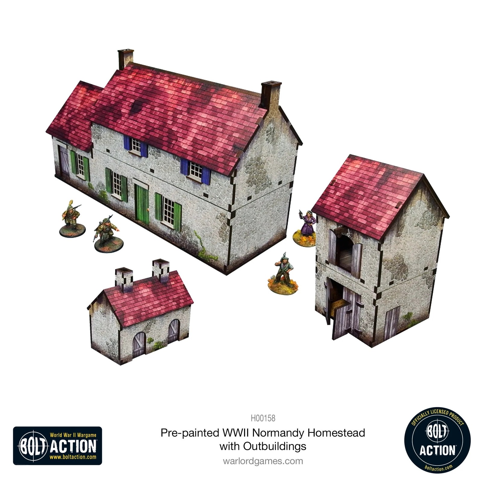 Micro Art Studio: Pre Painted WWII Normandy Homestead w/ Outbuildings