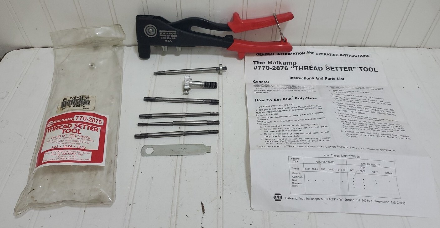 MARSON 7702876 Thread Setter Tool NAPA BALKAMP 770-2876 for Klik Poly-Nuts USA