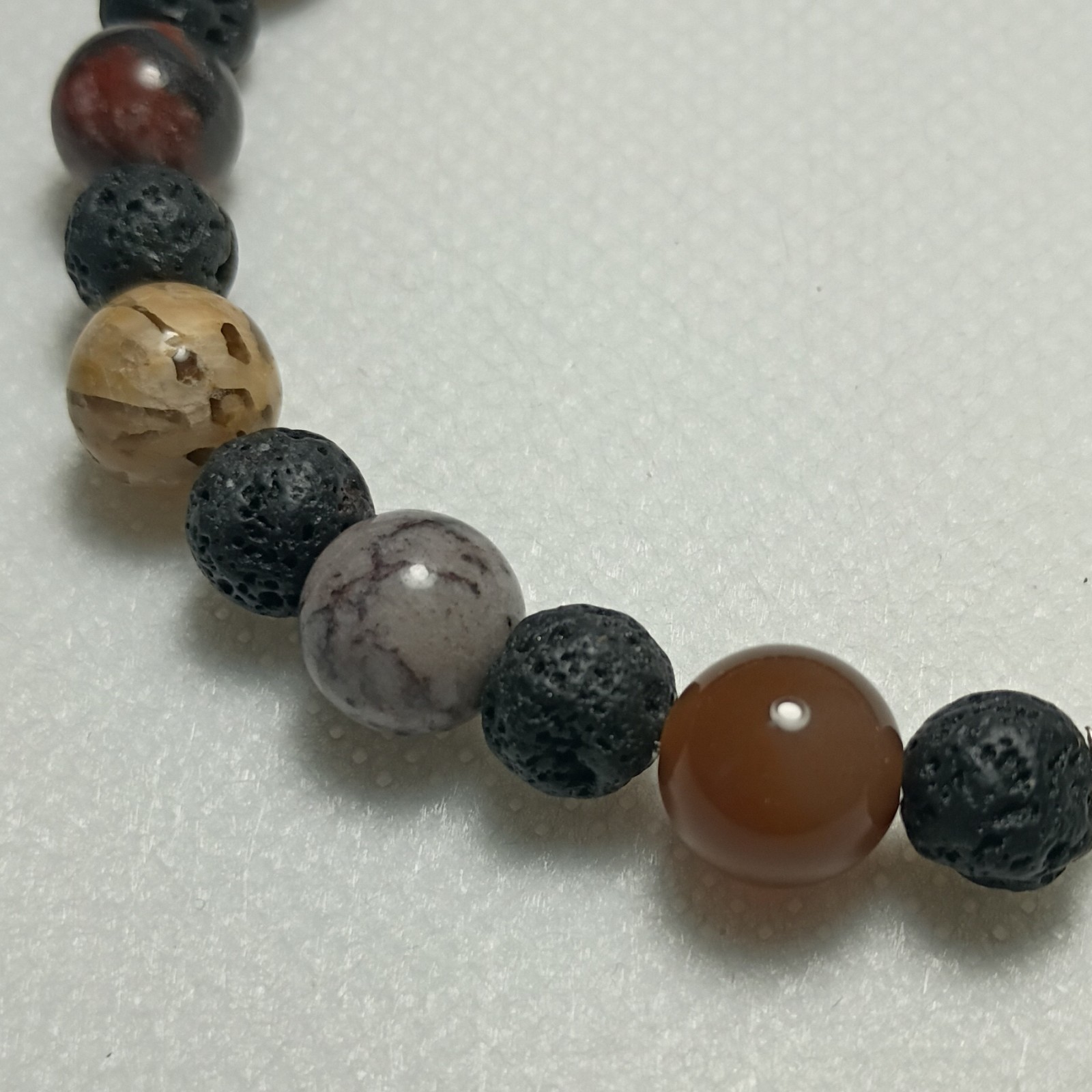 Multicolor Agate & Lava Rock Beaded Bracelet, Round Beads