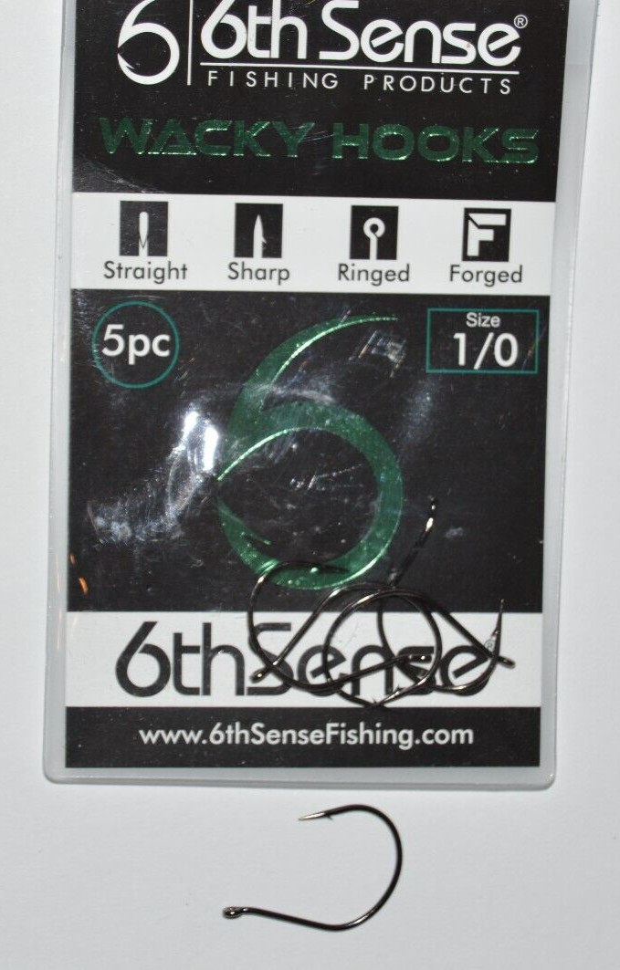 6th sense wacky rig hooks size 1/0 bass hook 5 per pack senkos worms