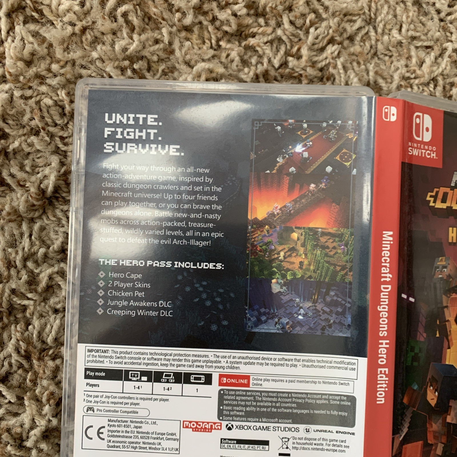 Empty Replacement Case ONLY! REGION FREE Minecraft Dungeons Hero Edition Switch
