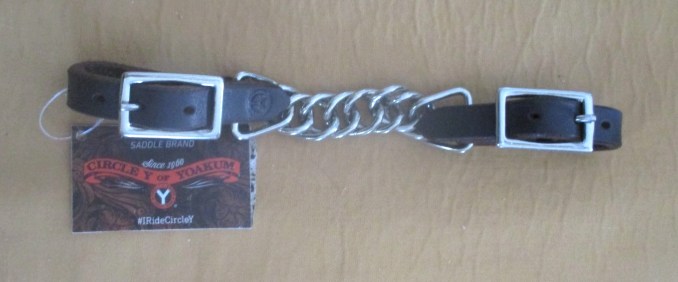 NEW WITH TAG CIRCLE Y LEATHER CHAIN CHIN STRAP DARK OIL