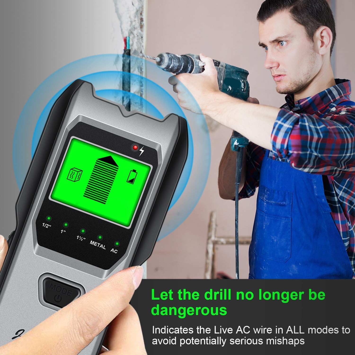 Wall Scanner with 5-in-1 Function, LCD, and Audio