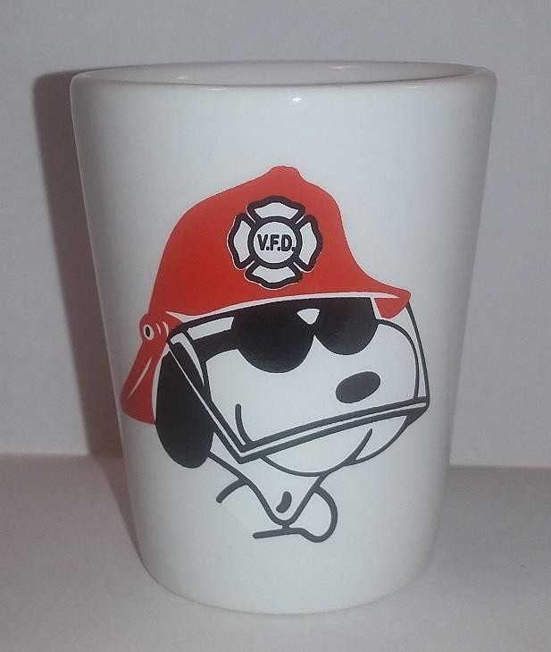 Fireman Snoopy 1½oz. White Shot Glass