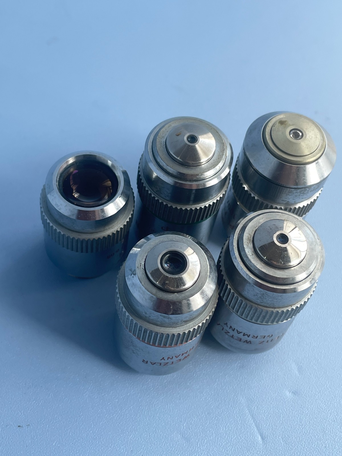LEITZ/LEICA Microscope objective lens set NPL FLUOTAR P 2.5/6.3/16/25/100