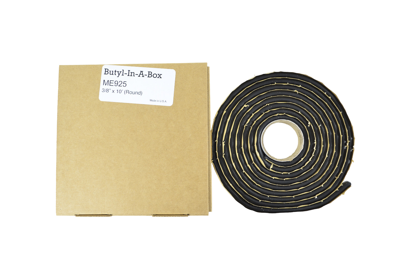 Marcy ME925 - 10' x 3/8" Solid Core Butyl Tape Roll - Automotive Glass Adhesive