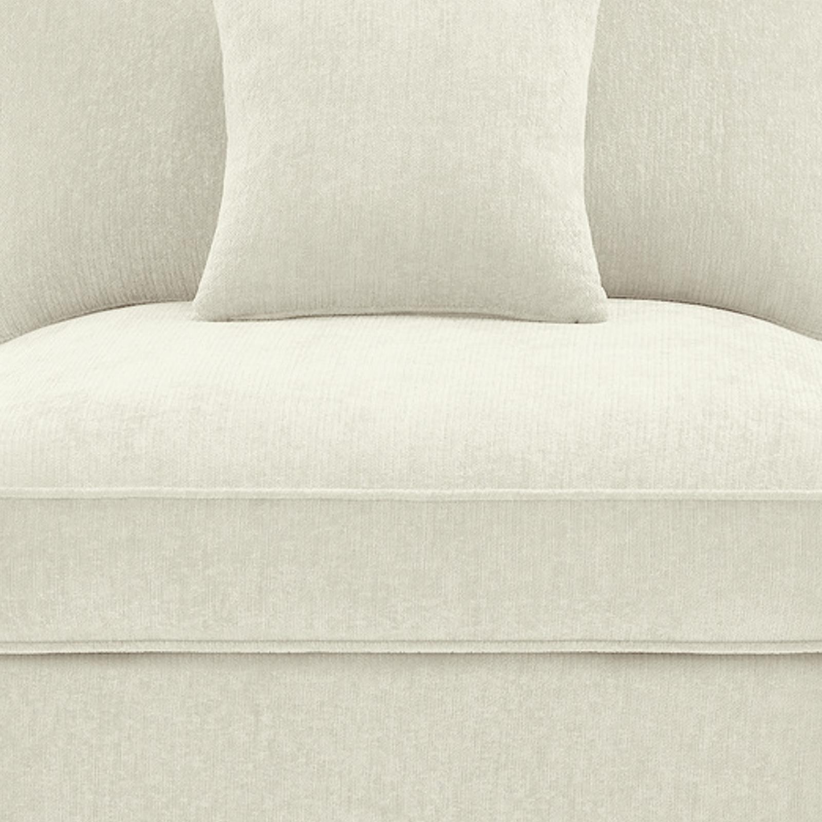 Convertible Armless Chenille Sofa in Beige & White - Elegant Design with Ruffled