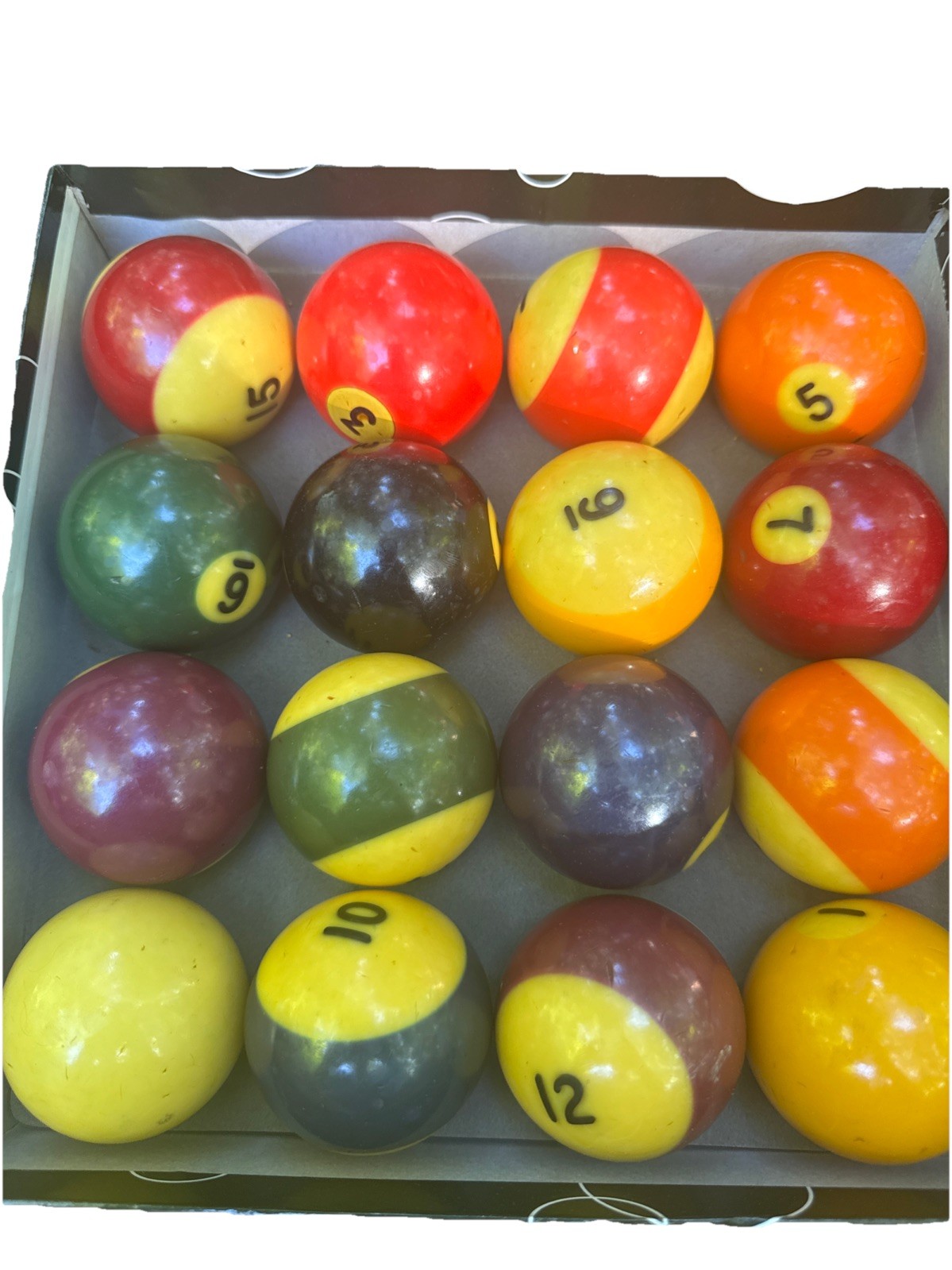Vintage Multicolor Bakelite Pool Ball Billiard Set