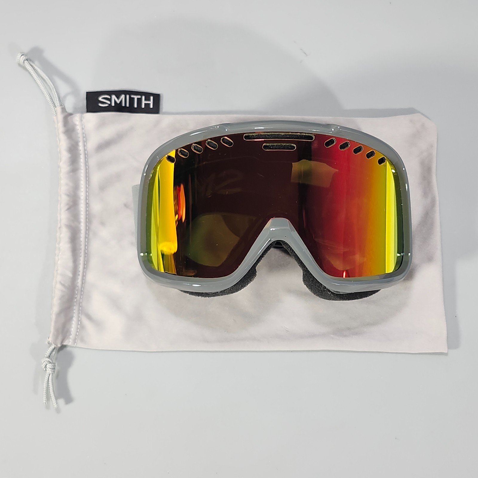 Smith Optics Project Grey Adult Snow Goggles Fire Red Mirror Lens Ski with Bag