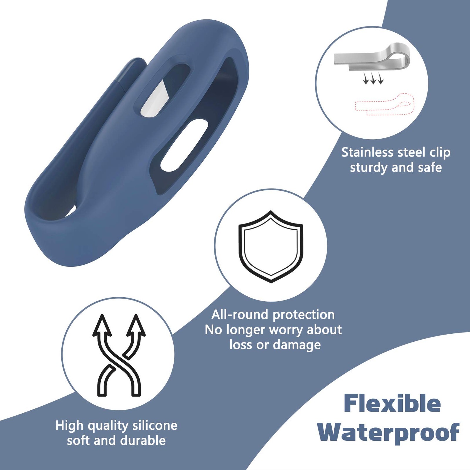 4-Pack Clip Case Compatible with Fitbit Inspire 2/Fitbit Inspire 3, Soft Silicon