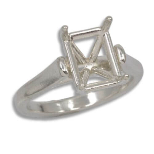 Emerald Basket Head Solitaire Cathedral Pre-notched Ring Mounting