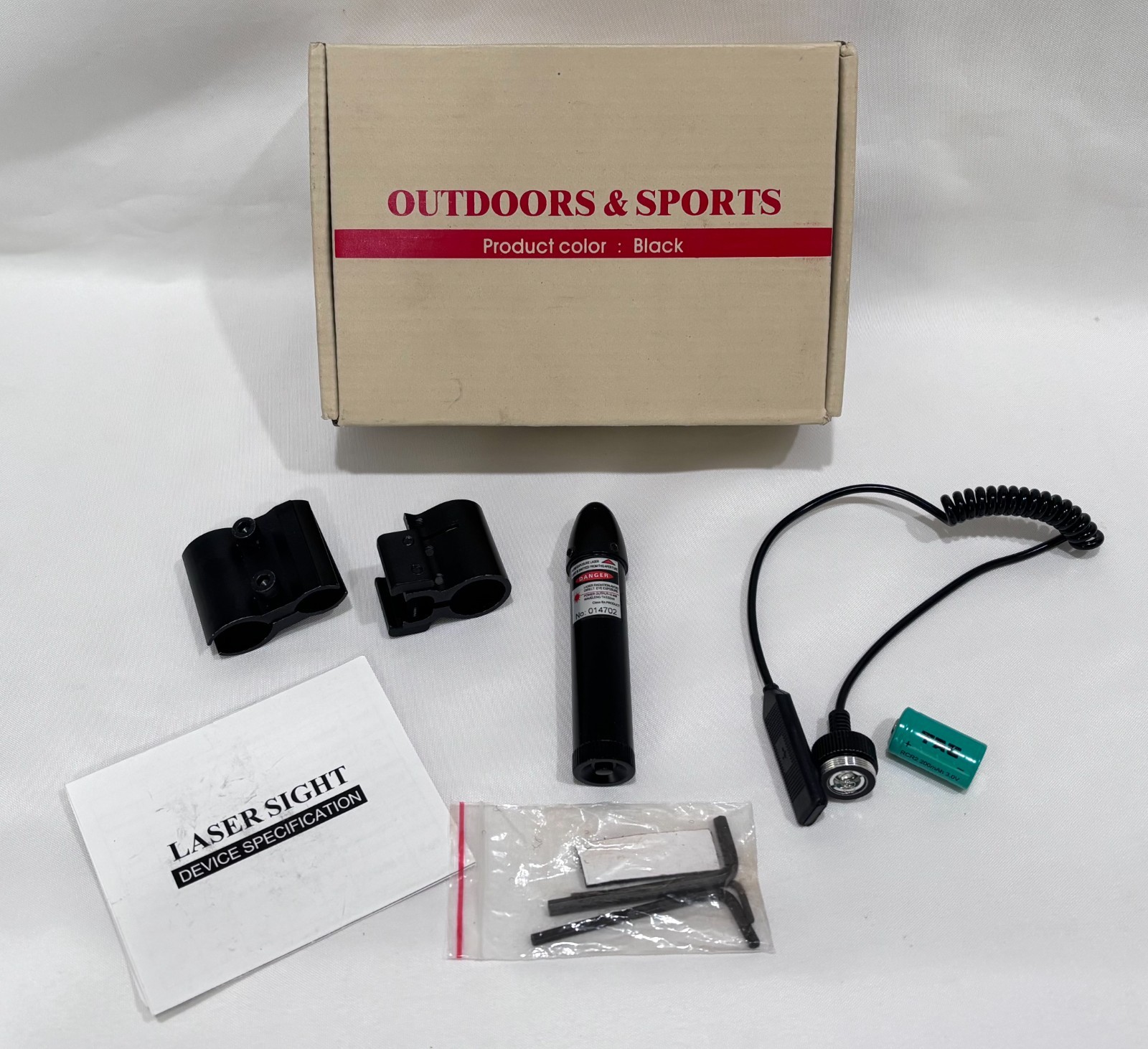 G29 GREEN LASER SIGHT KIT W/ BARREL MOUNT PRESSURE SWITCH BATTERY NEW OPEN BOX