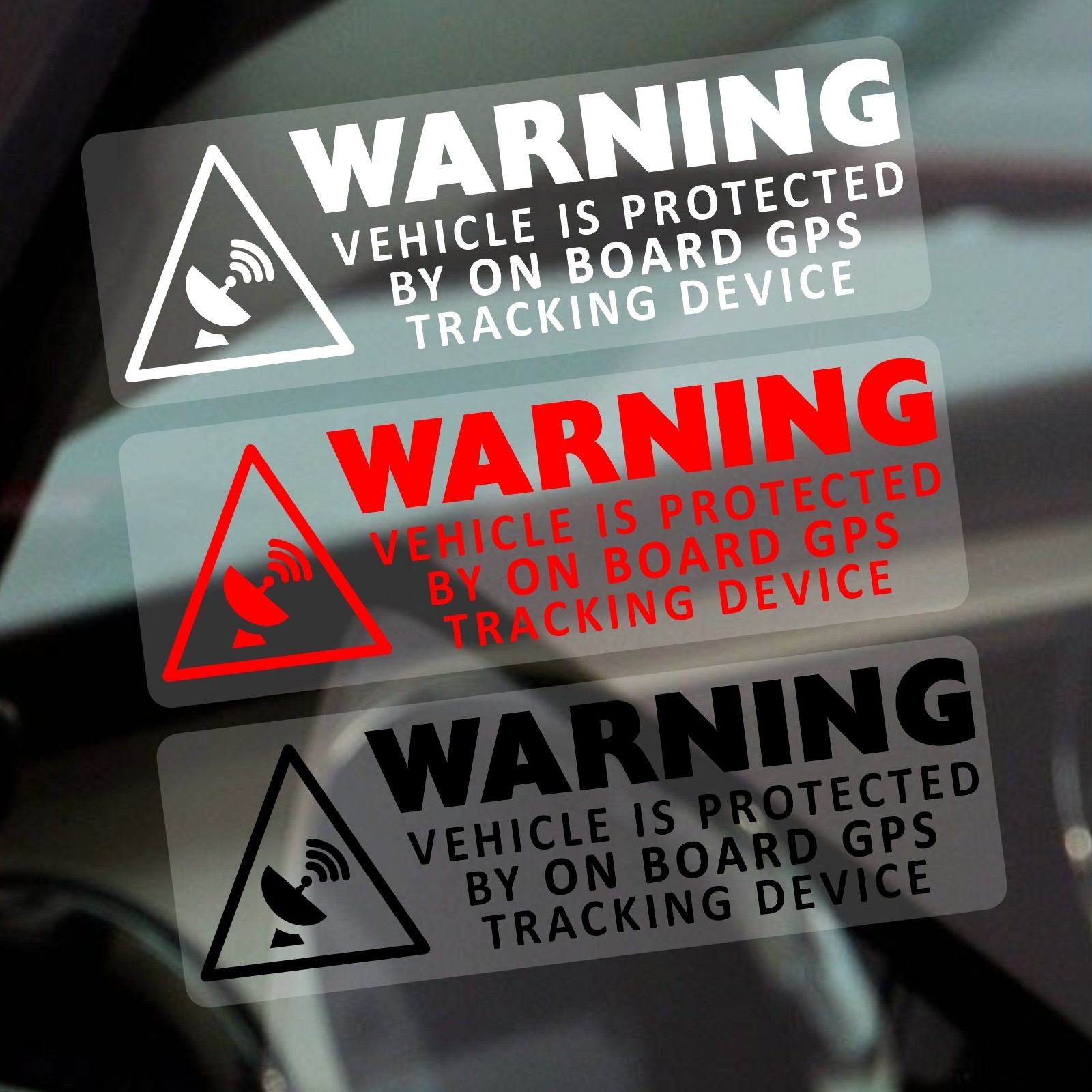 5 x Stickers WARNING On Board GPS Tracking Device Vehicle Security Signs BLACK