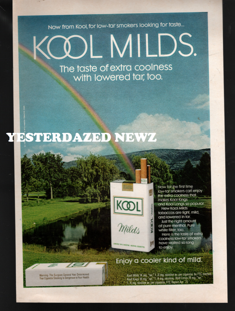 1972 Kool Milds Cigarettes Ad -  "Enjoy a cooler kind of mild"