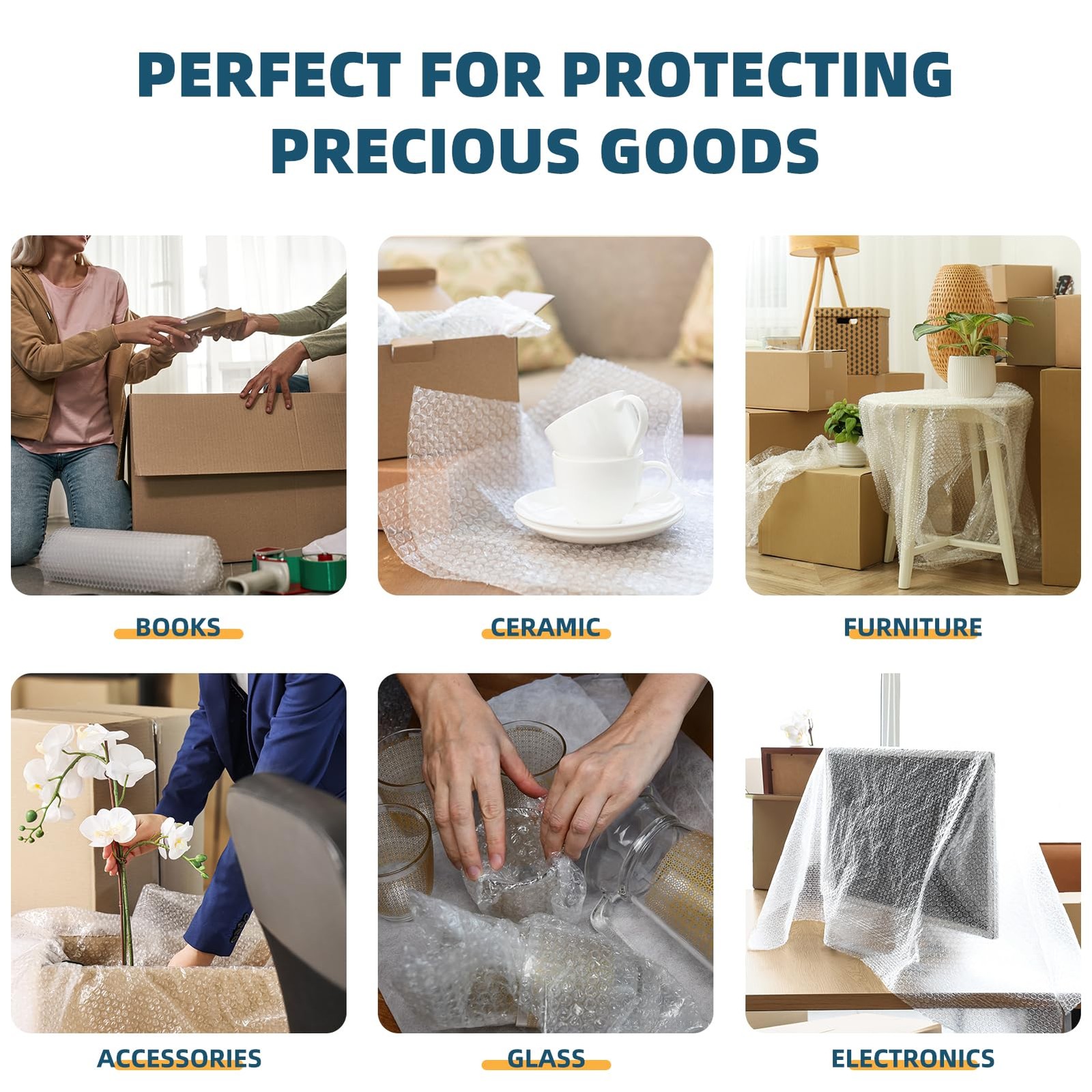 Bubble Cushioning Wrap 12"x72ft - 2 Pack Clear Packing Roll for Shipping
