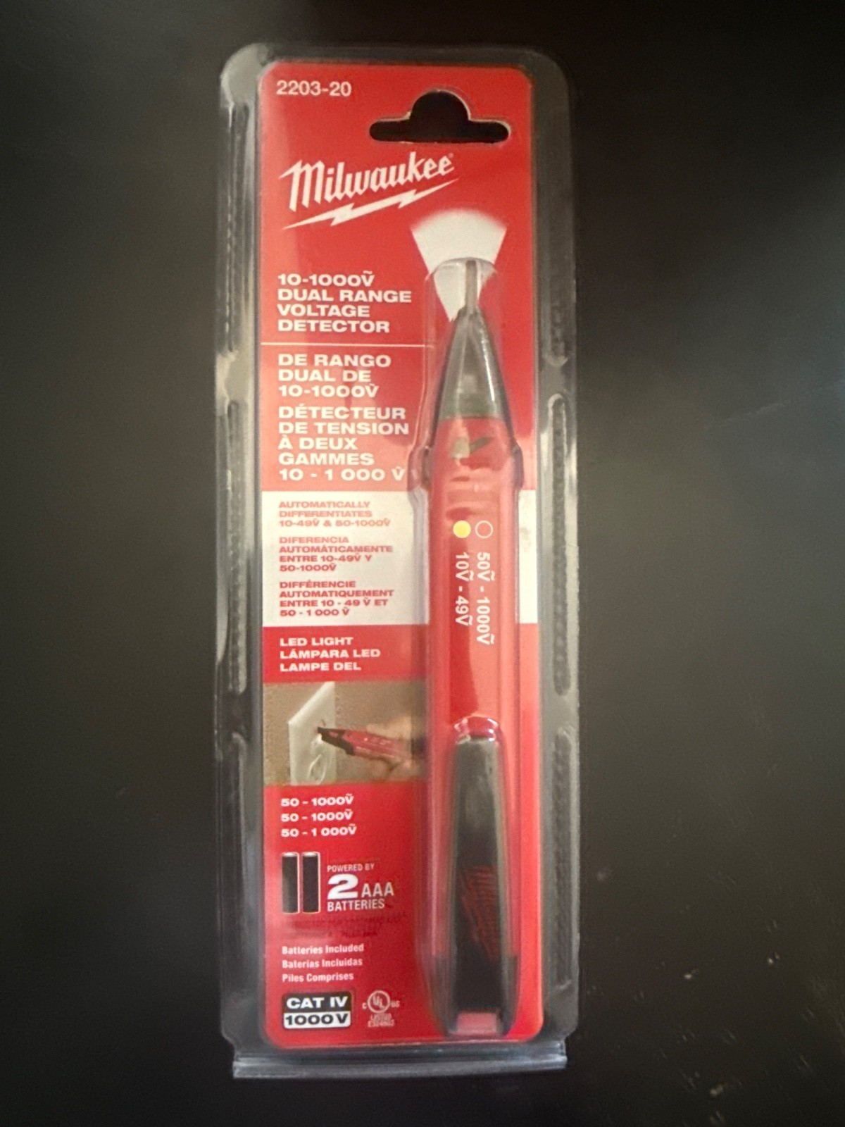 Milwaukee 2203-20 10-1000V Dual Range Voltage Detector - Red