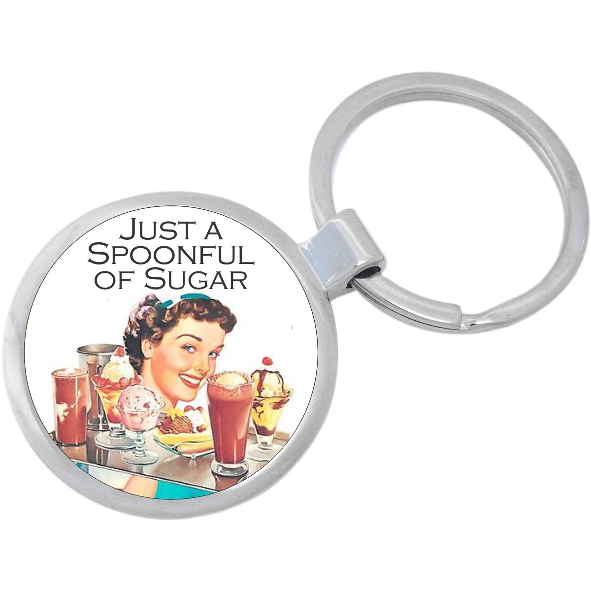 Just a Spoonful of Sugar Keychain - Includes 1.25 Inch Loop for Keys or Backpack