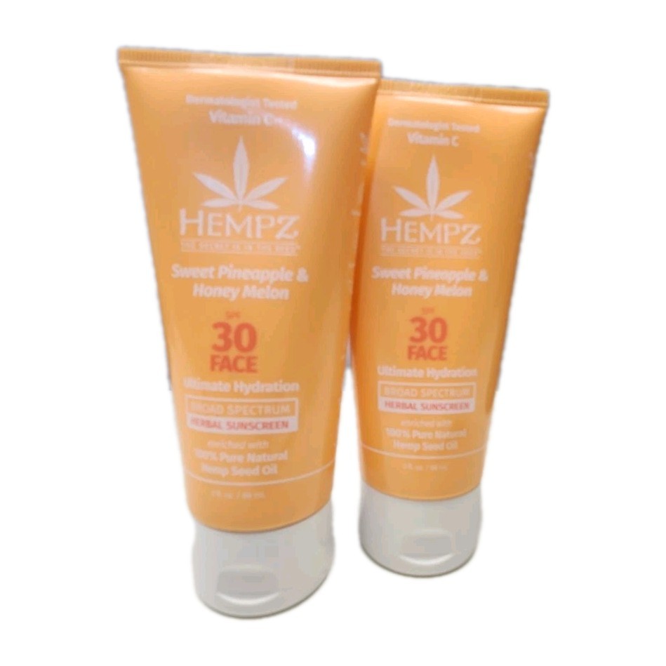 Hempz SPF 30 Face Sunscreen Sweet Pineapple Honey Melon 2 Pack 3oz