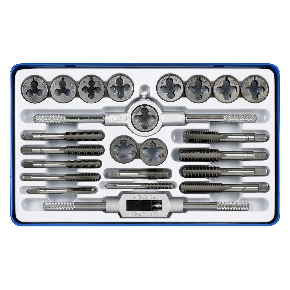 Sealey AK3024IMP Tap & Split Die Set Imperial 24pc