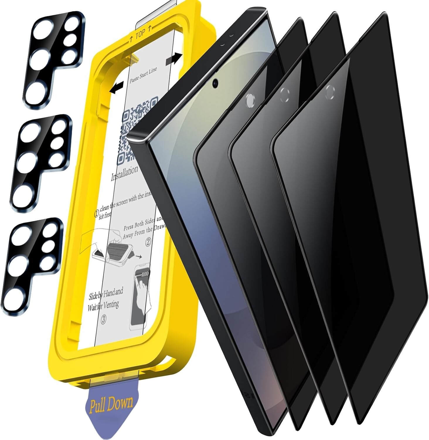 Full Coverage 3 Pack Privacy Screen Protector for Samsung S25 Ultra Black