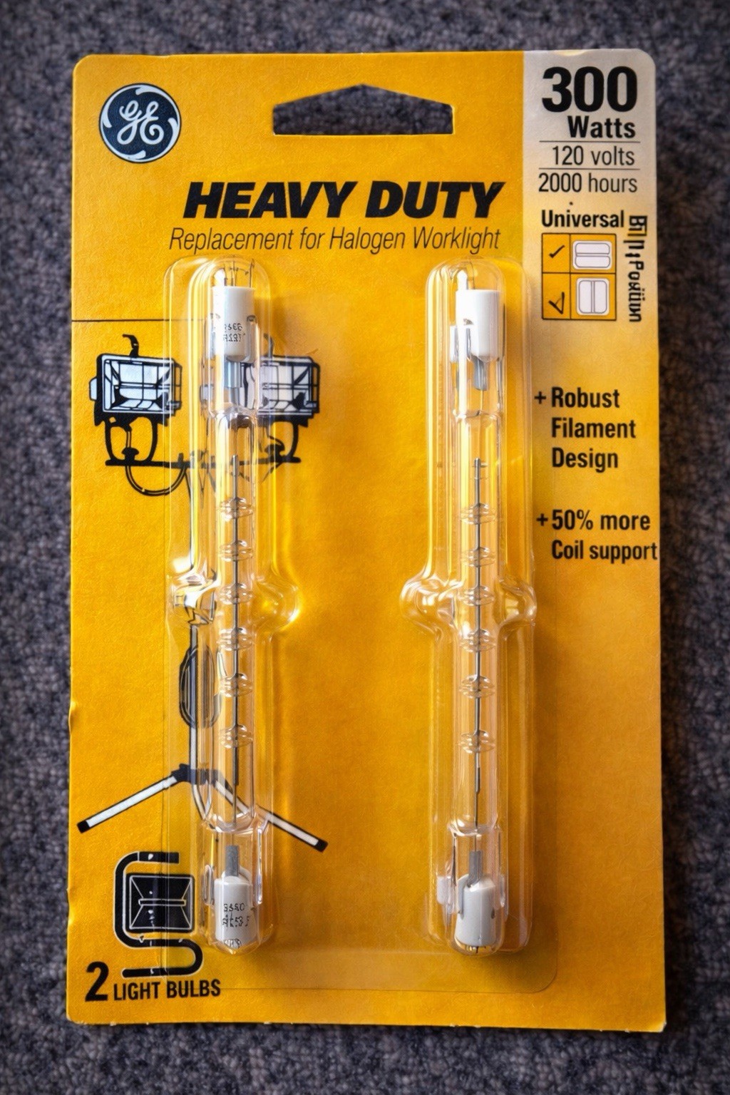 GE 300W Type T Heavy Duty Work Light Bulbs 120V 2 Pack New
