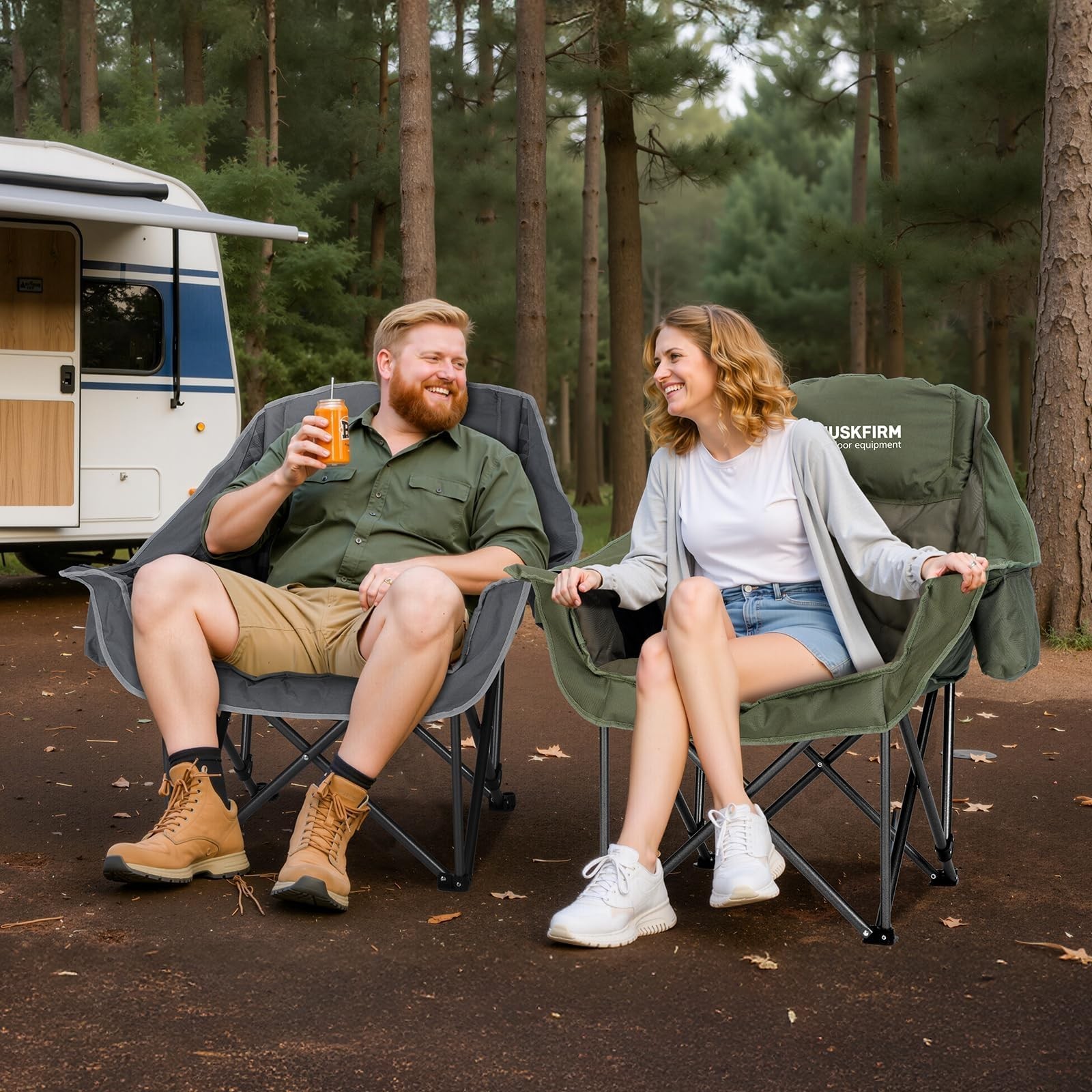 2 Pack Camping Chairs Oversized Padded Camping Chair Heavy-Duty Foldable Camp...