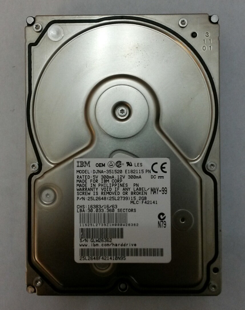 IBM DJNA-351520 15.2GB IDE Desktop Drive P/N:25L2648 MLC:F42141 CHS:16383/16/63