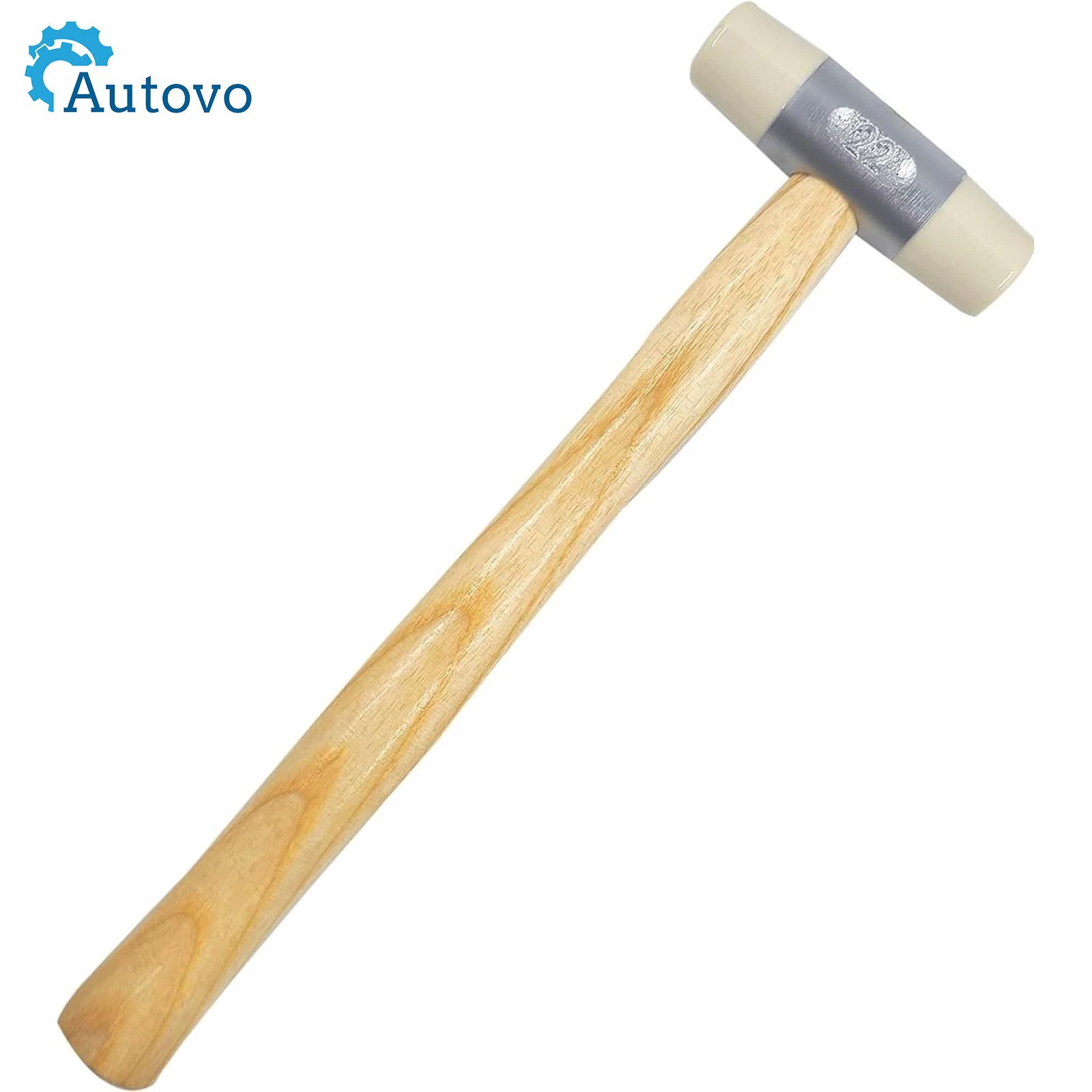 22 Oz Nylon Rubber Hammer with Wooden Handle, Double-Sided Hand Hammer, White