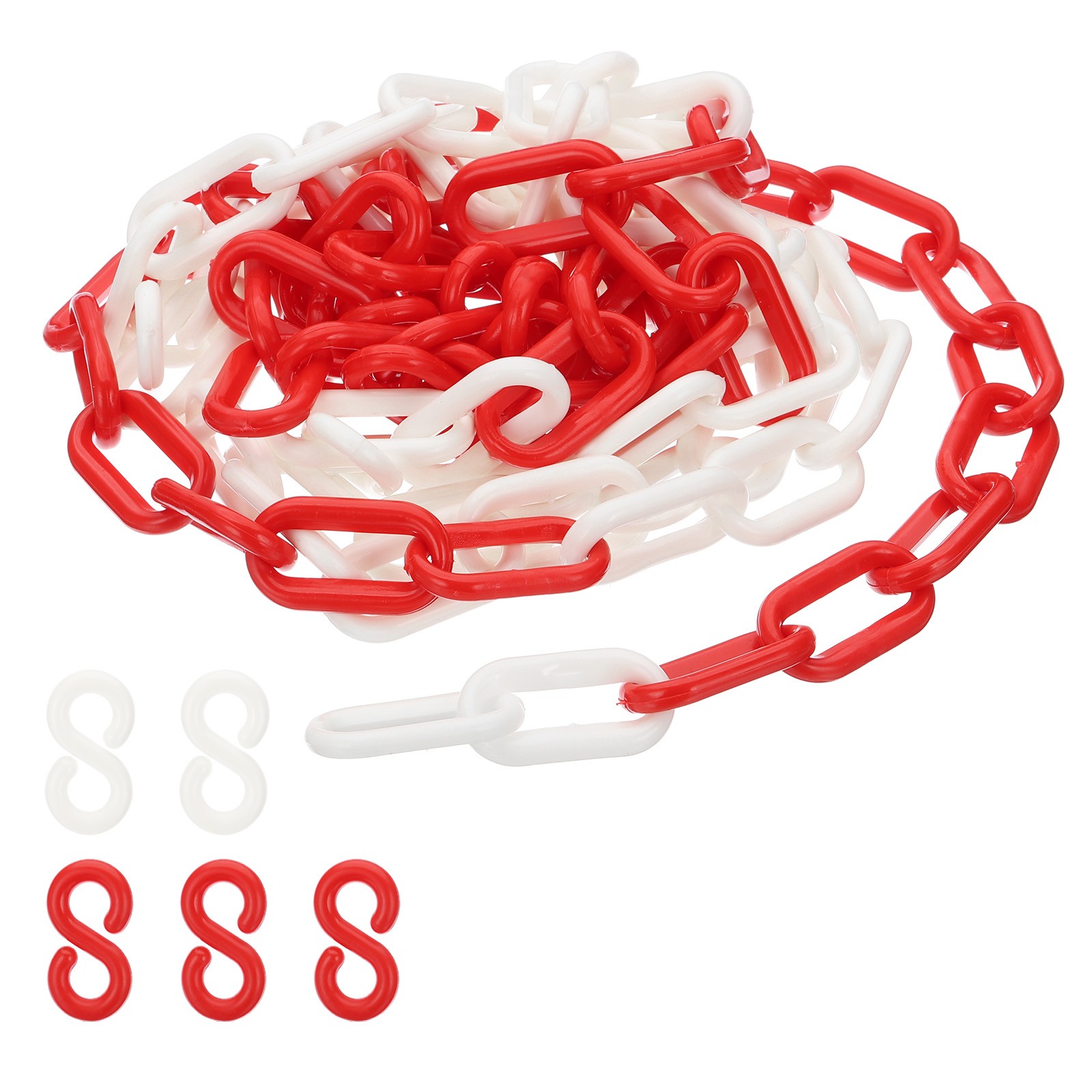 Plastic Chain Links, 10 Foot Safety Chains, Red/White Chains Barriers,6mm
