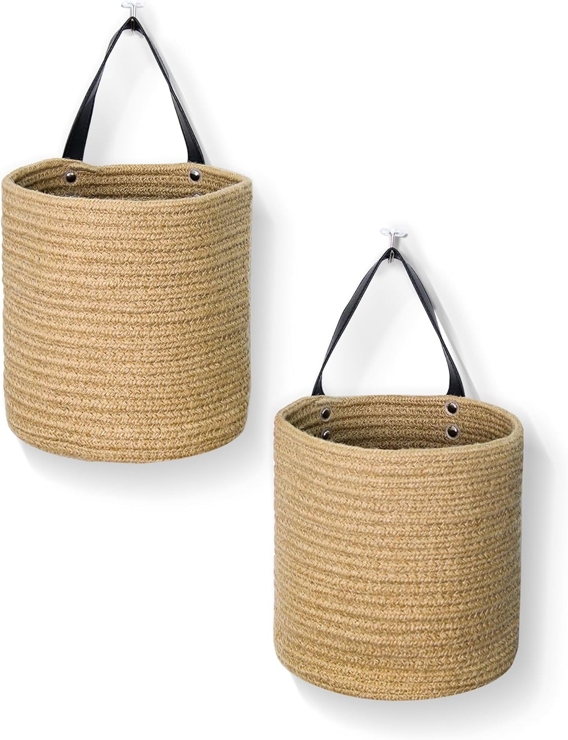 2 Pack Hanging Basket, Small Wall Baskets for Organizing, Wicker Boho Wall Decor
