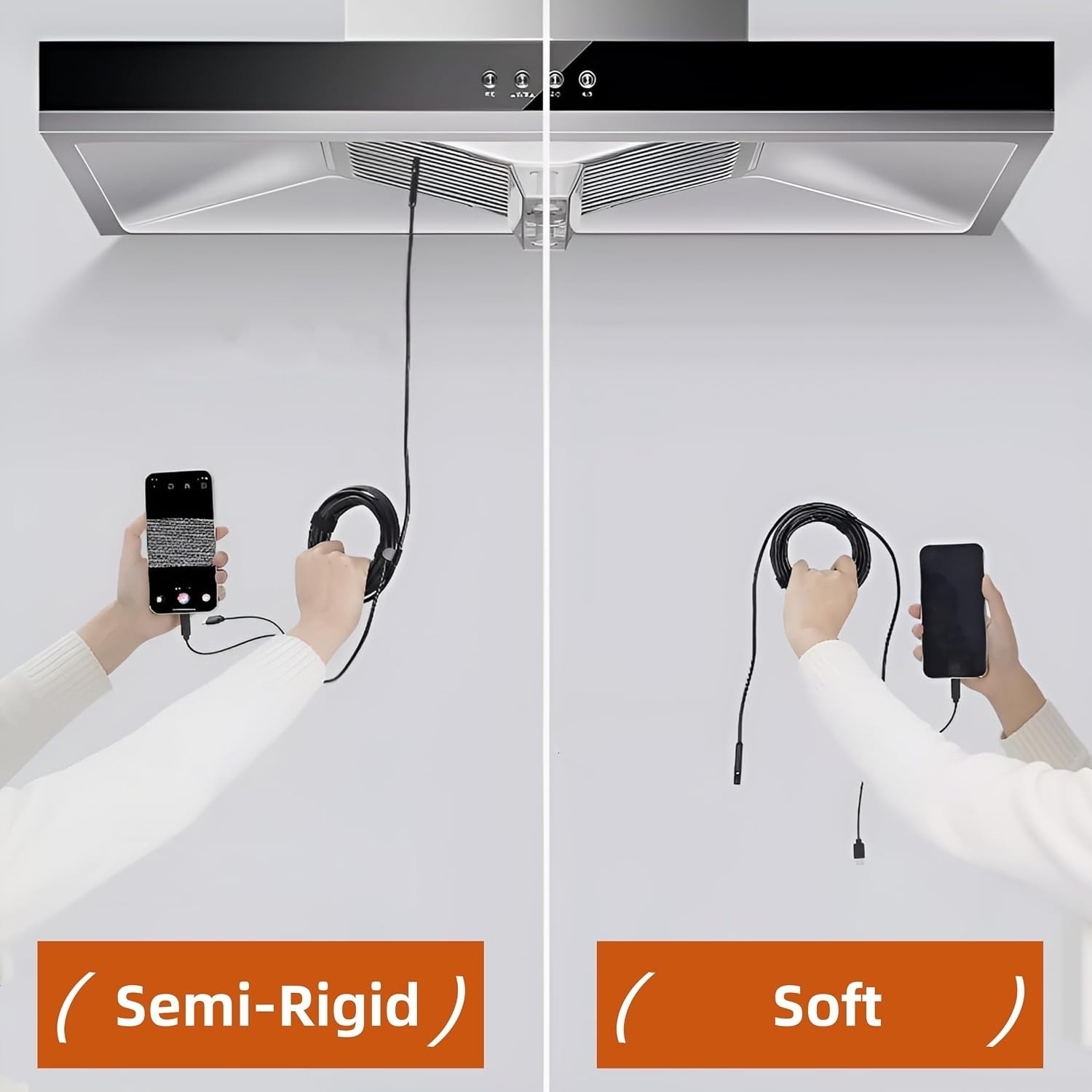 Dual-Lens Endoscope Camera with Light,Borescope with 8 Adjustable LED Lights ...