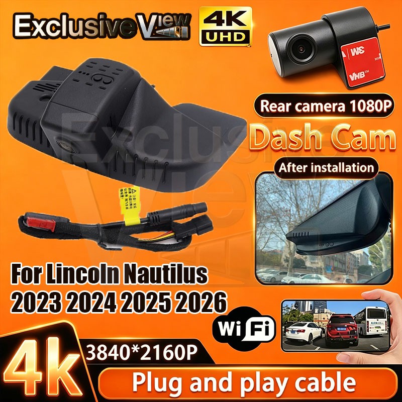 4K UHD 2160P Wifi DVR Dash Cam Camera For Lincoln Nautilus 2023 2024 2025 2026
