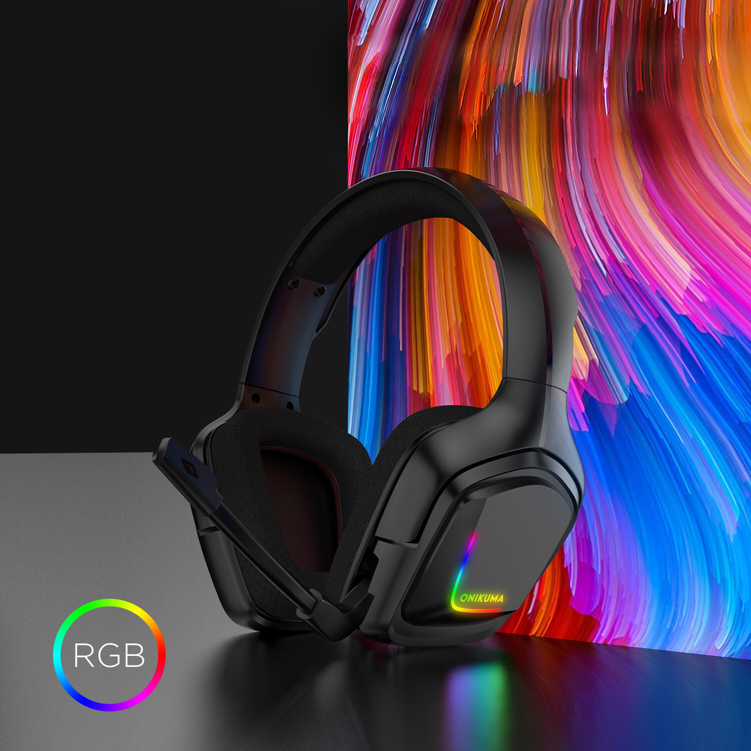 Gaming Headset Headphones with Noise Cancelling Mic Surround Sound Over-Ear RGB