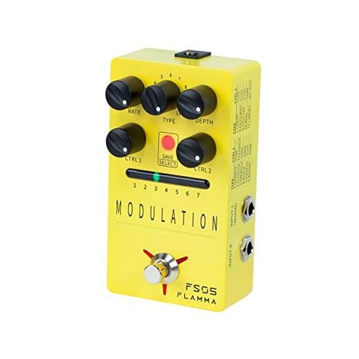 FS05 Multi Modulation Pedal Stereo Effects 7 Storable Slots Modulaiton Yellow