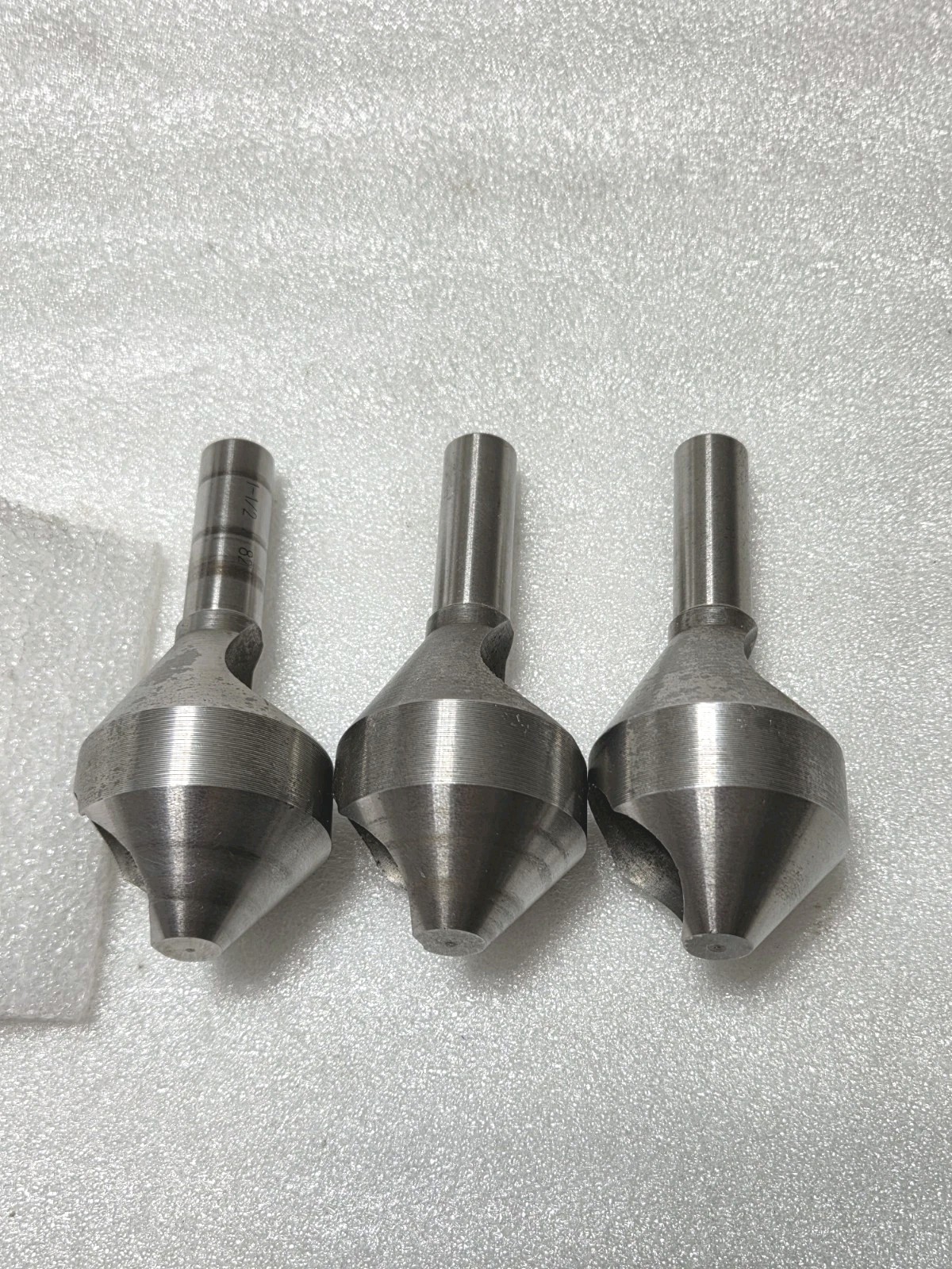 3 Pcs.- 1-1/2" Dia.  Countersink Deburring Tool 82°, HSS Zero Flute,  1/2" Shank